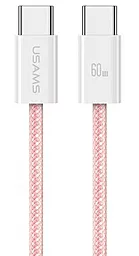 Кабель PD USB Usams U86 60w 5a 1.2m USB Type-C - Type-C cable pink (US-SJ656)