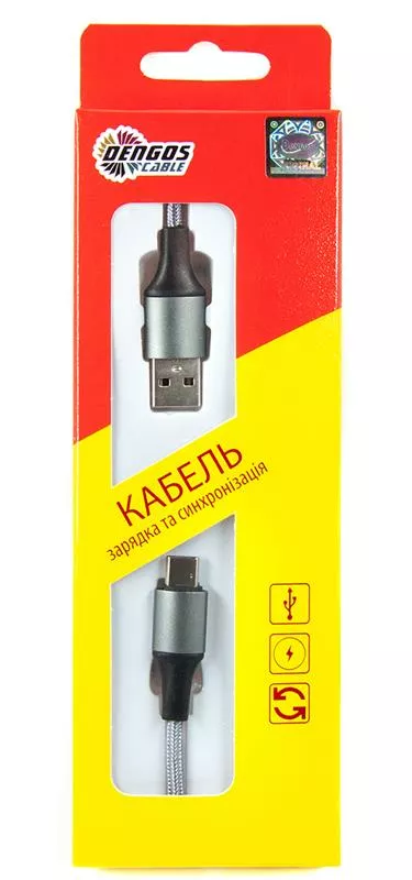 Кабель Dengos USB-A - Type-C 12w 2.4a 1м cable Grey (NTK-TC-MT-Grey) - фото 4