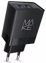 Сетевое зарядное устройство MAKE 18w QC3.0 2xUSB-A ports charger black (MCW-322QBK)