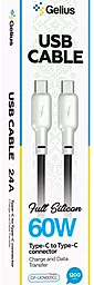 USB PD Кабель Gelius GP-UCN001CC Full Silicon 60W 1.2M USB Type-C - Type-C Cable Black/White - мініатюра 4