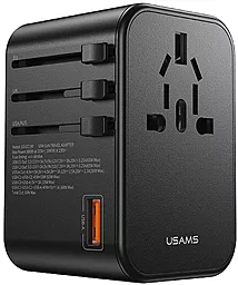 Мережевий зарядний пристрій Usams T62 65W GaN USB-A-2xC Black (US-CC199)