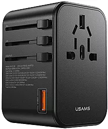 Сетевое зарядное устройство Usams T62 65w GaN PD 2xUSB-C/USB-A ports travel charger (EU/US/AU/UK) black (US-CC199) - фото Сетевое зарядное устройство Usams T62 65w GaN PD 2xUSB-C/USB-A ports travel charger (EU/US/AU/UK) black (US-CC199)