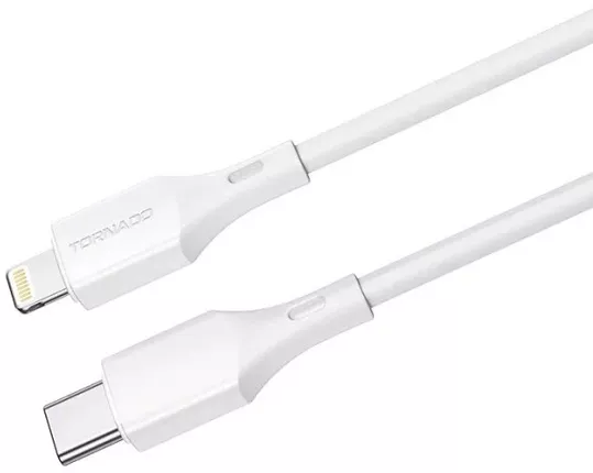 Кабель Tornado TX25 USB Type-C - Lightning 20w 3a 1м PD сable White - фото 2