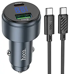 Автомобільний зарядний пристрій Hoco Z57B 63w PD USB-C/USB-A ports car charger + USB-C to USB-C cable metal/gray - фото Автомобільний зарядний пристрій Hoco Z57B 63w PD USB-C/USB-A ports car charger + USB-C to USB-C cable metal/gray