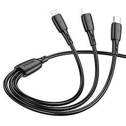 Универсальный кабель Borofone BX71 3-in-1 USB-A to Type-C/Lightning/micro USB 10w 2a 1м сable Black - миниатюра 3 Универсальный кабель Borofone BX71 3-in-1 USB-A to Type-C/Lightning/micro USB 10w 2a 1м сable Black - миниатюра 3