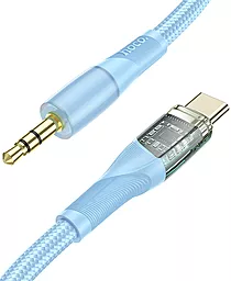 Аудіо кабель Hoco UPA25 Transparent Aux mini Jack 3.5 mm - USB Type-C M/M Cable 1 м blue - мініатюра 2