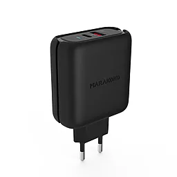 Сетевое зарядное устройство с быстрой зарядкой Marakoko MA27 2USB (USB+USB-C) QC3.0 PD3.0 42W (RL050294) Black