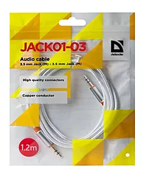 Аудио кабель Defender JACK01-03 AUX mini Jack 3.5 мм М/М cable 1.2 м white - миниатюра 3