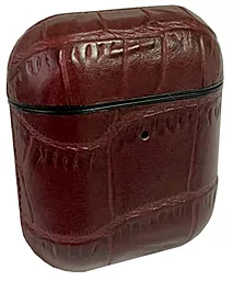 Кожаный чехол для Apple AirPods 1/2 CASE ALIGATOR Burgundy Red - фото Кожаный чехол для Apple AirPods 1/2 CASE ALIGATOR Burgundy Red