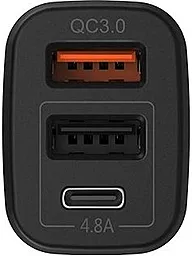Автомобільний зарядний пристрій з швидкою зарядкою Hoco Z15A Car Charger 2USB+USB Type-C QC3.0 Black