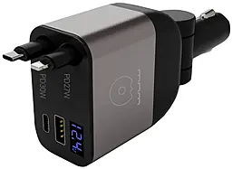 Автомобільний зарядний пристрій WUW C221 30w PD USB-C/USB-A ports car charger + USB-C/Lightning cables black - фото Автомобільний зарядний пристрій WUW C221 30w PD USB-C/USB-A ports car charger + USB-C/Lightning cables black