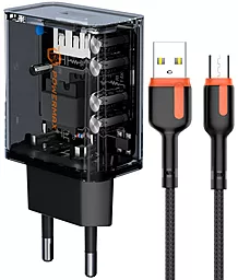 Сетевое зарядное устройство с быстрой зарядкой Powermax Transparent Alpha 18W + micro USB cable Black - фото Сетевое зарядное устройство с быстрой зарядкой Powermax Transparent Alpha 18W + micro USB cable Black