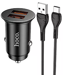 Автомобільний зарядний пристрій Hoco NZ1 36W QC3.0 2xUSB + USB-C Cable Black