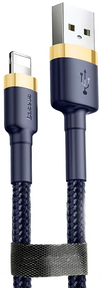 Кабель Baseus Cafule USB-A - Lightning 12w 2.4a 0.5м cable Gold/Blue (CALKLF-AV3) - фото 1
