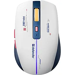 Компьютерная мышка Defender Dila MM-282 Wireless White/Blue (52282) - фото Компьютерная мышка Defender Dila MM-282 Wireless White/Blue (52282)