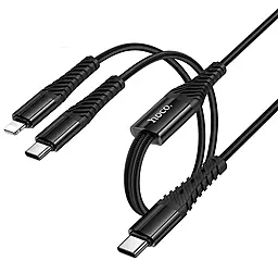Универсальный кабель Hoco X123 Victory 2-in-1 USB Type-C to Type-C/Lightning 15w 3a 1м cable Black - фото Универсальный кабель Hoco X123 Victory 2-in-1 USB Type-C to Type-C/Lightning 15w 3a 1м cable Black