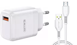 Сетевое зарядное устройство Jellico A75 2a home charger + microUSB cable white - фото Сетевое зарядное устройство Jellico A75 2a home charger + microUSB cable white