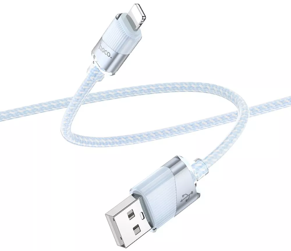Hoco U132 USB-A - Lightning 12w 2.4a 1.2м cable Sky Blue - фото 2