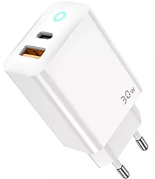 Сетевое зарядное устройство Jellico EU13 30w PD/QC USB-C/USB-A ports charger white