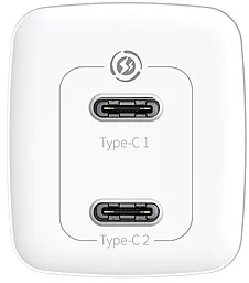 Сетевое зарядное устройство с быстрой зарядкой Baseus GaN2 Lite Quick Charger 2xUSB Type-C 65W White (CCGAN2L-E02) - миниатюра 4
