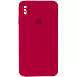 Чохол Silicone Case Full Camera Square для Apple iPhone X, iPhone XS Rose Red