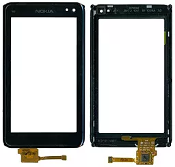 Сенсор (тачскрин) Nokia N8-00 with frame Black - фото Сенсор (тачскрин) Nokia N8-00 with frame Black