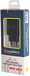Мережевий зарядний пристрій Florence 2xUSB Black (FL-1021-K) - мініатюра 3