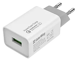 Сетевое зарядное устройство с быстрой зарядкой ColorWay 20w QC3.0 home charger white (CW-CHS014Q-WT) - фото Сетевое зарядное устройство с быстрой зарядкой ColorWay 20w QC3.0 home charger white (CW-CHS014Q-WT)