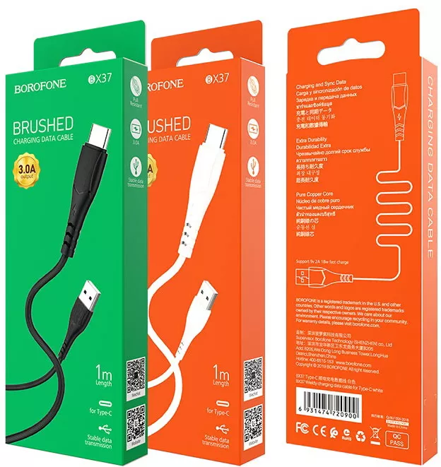 Кабель Borofone BX37 USB-A - Type-C 15w 3a 1м cable White - фото 4