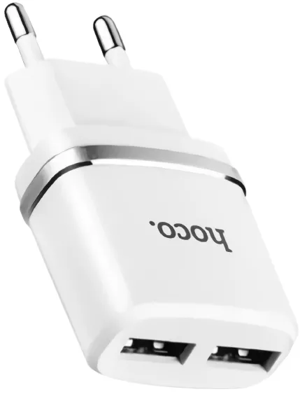 Сетевое зарядное устройство Hoco C12 2.4a 2xUSB-A ports charger white - фото 2