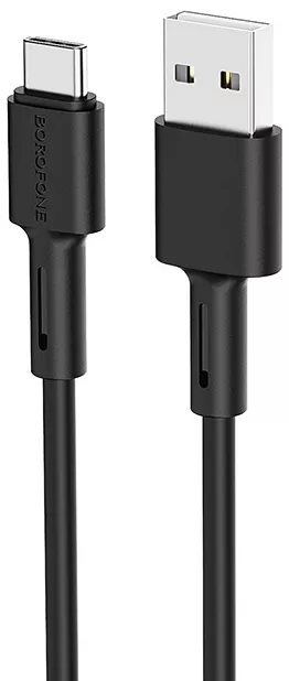 Кабель Borofone BX31 Silicone USB-A - Type-C 15w 3a 1м cable Black - фото 1