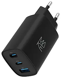 Сетевое зарядное устройство с быстрой зарядкой MAKE 65w GaN3 PD 2xUSB-C/USB-A ports charger Black (MCW-6531GBK) - фото Сетевое зарядное устройство с быстрой зарядкой MAKE 65w GaN3 PD 2xUSB-C/USB-A ports charger Black (MCW-6531GBK)