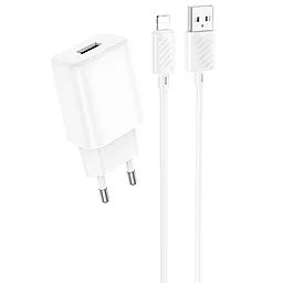 Сетевое зарядное устройство Hoco C134A 2.4a home charger + Lightning cable white - фото Сетевое зарядное устройство Hoco C134A 2.4a home charger + Lightning cable white