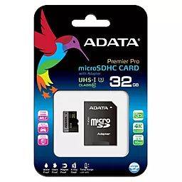 Карта памяти ADATA microSDHC 32GB Premier Pro Class 10 UHS-I U3 V30 + SD-адаптер (AUSDH32GUI3CL10-RA1) - миниатюра 3