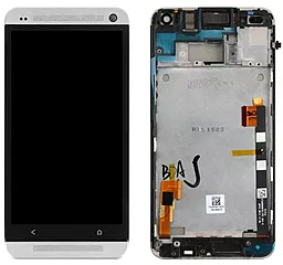 Дисплей HTC One M7 801 (801e) с тачскрином и рамкой, Silver