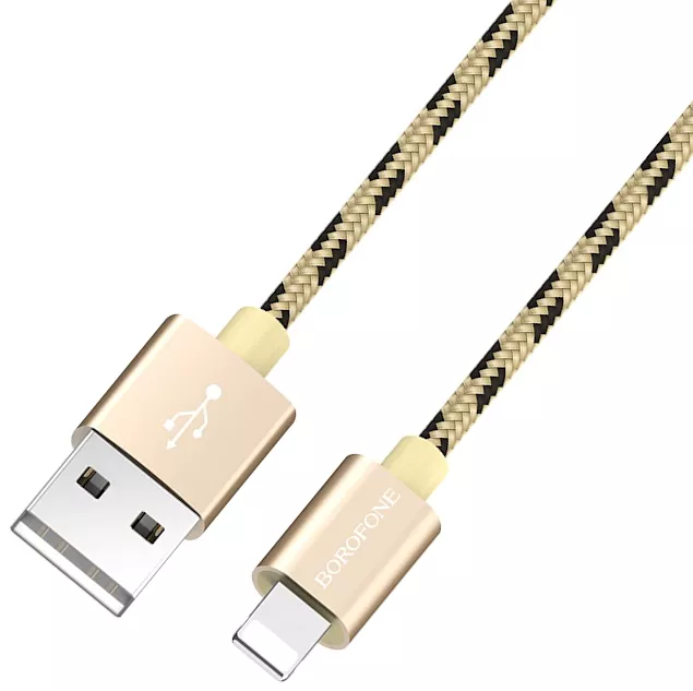 Кабель Borofone BX24 Ring Current USB-A - Lightning 12w 2.4a 1м cable Gold - фото 2