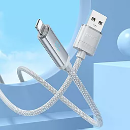 Кабель USB Hoco U127 12w 2.4a 1.2m Lightning cable silver - миниатюра 4