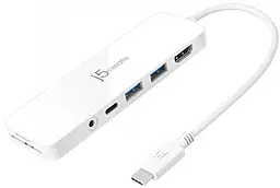 Мультипортовый USB Type-C хаб J5create 6-in-1 USB3.0 white (JCD373-N) - фото Мультипортовый USB Type-C хаб J5create 6-in-1 USB3.0 white (JCD373-N)