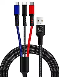USB Кабель WUW X117 3-in-1 USB to Type-C/Lightning/micro USB Cable black
