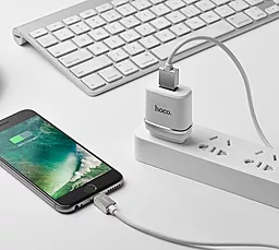 Кабель Hoco U49 Refined Steel USB-A - Lightning 12w 2.4a 1.2м cable White - миниатюра 2 Кабель Hoco U49 Refined Steel USB-A - Lightning 12w 2.4a 1.2м cable White - миниатюра 2