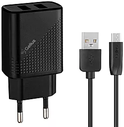 Сетевое зарядное устройство Gelius GP-HC011 Pro Vogue 2.4a 2xUSB-A ports charger + micro USB cable black - фото Сетевое зарядное устройство Gelius GP-HC011 Pro Vogue 2.4a 2xUSB-A ports charger + micro USB cable black