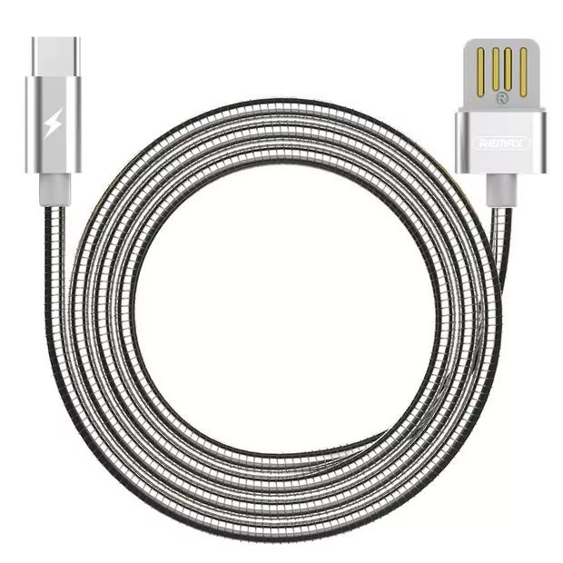 Кабель Remax Metal Serpent USB-A - Type-C 12w 2.4a 1м cable Silver (RC-080a) - фото 2