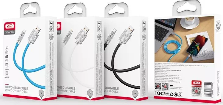 Кабель XO NB227 USB-A - micro USB 30w 6a 1.2м cable Black - фото 2