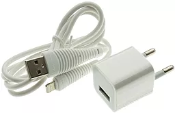 Мережевий зарядний пристрій WUW T18B 12W USB-A + Lightning Cable White