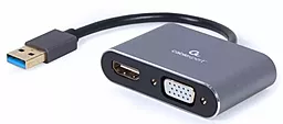 Видео переходник (адаптер) Cablexpert USB-A - HDMI/VGA v1.4 4k 30hz 0.15m gray (A-USB3-HDMIVGA-01)