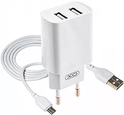 Сетевое зарядное устройство XO L71 2.4a 2xUSB-A ports charger + micro USB cable white - фото Сетевое зарядное устройство XO L71 2.4a 2xUSB-A ports charger + micro USB cable white