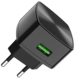 Мережевий зарядний пристрій з швидкою зарядкою Hoco C70A 18w QC3.0 home charger black