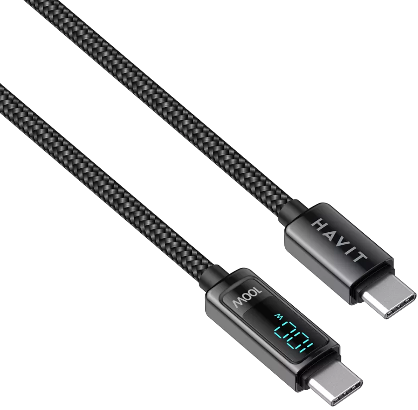 Кабель Havit HV-CB6247 USB Type-C - Type-C 100w 5a 2м PD cable Black - фото 5