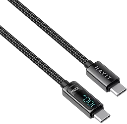 Кабель Havit HV-CB6247 USB Type-C - Type-C 100w 5a 2м PD cable Black - миниатюра 5 Кабель Havit HV-CB6247 USB Type-C - Type-C 100w 5a 2м PD cable Black - миниатюра 5