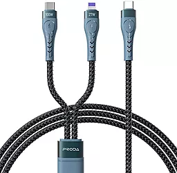 USB PD Кабель Proda 100w 27w 5a 1.3a 2-in-1 USB to Lightning/Type-C cable black (PD-B73th-BK)